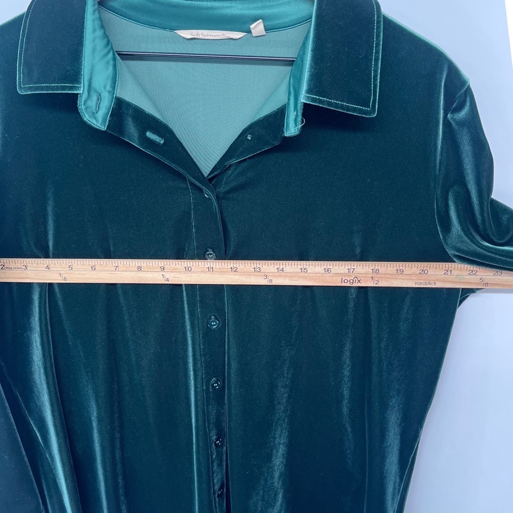 Soft Surroundings Velvet Boyfriend Tunic Womens XL Green Long Sleeve Stretch - Picture 6 of 8
